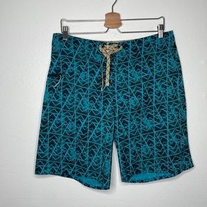 Patagonia Blue Geometric Swim Trunks